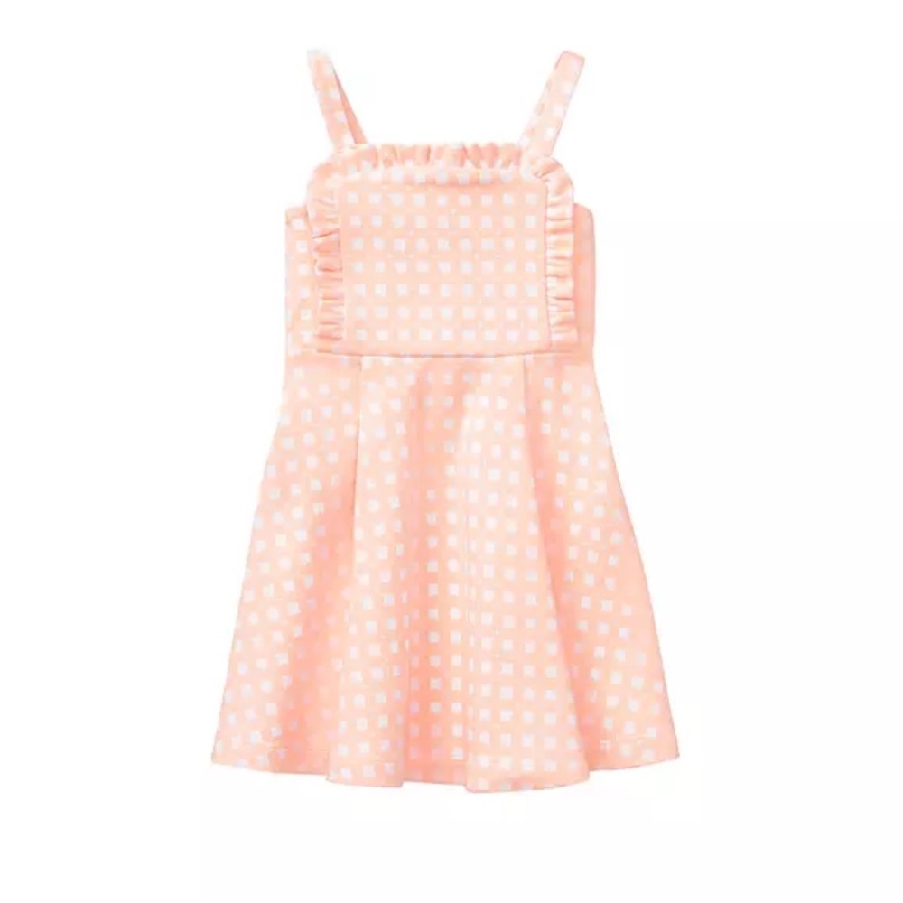 Janie and jack checkered ruffle pink print dress 12-18 months